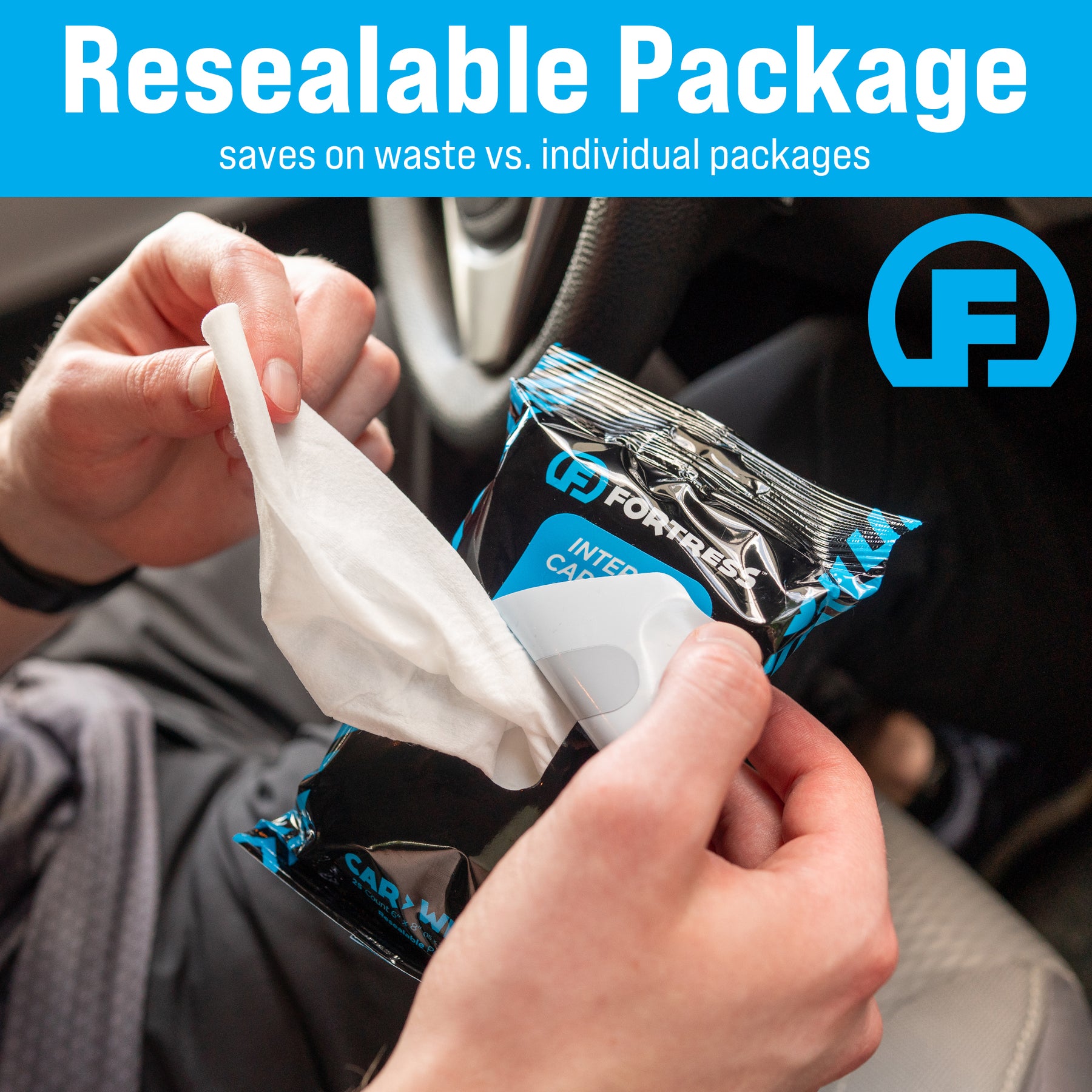Car Wipes (25 ct.) To-Go Cleaning Wipes for Car Interiors