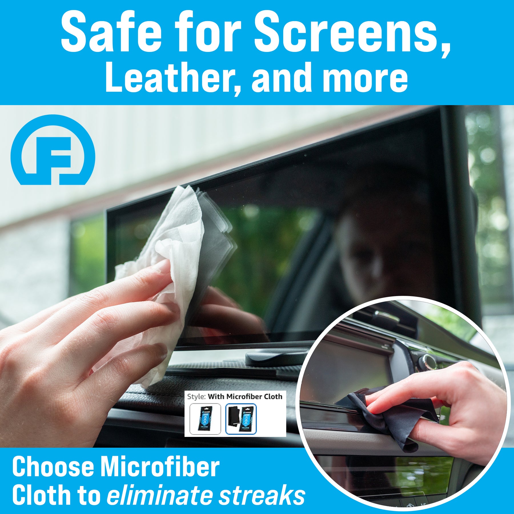 Car Wipes (25 ct.) To-Go Cleaning Wipes for Car Interiors