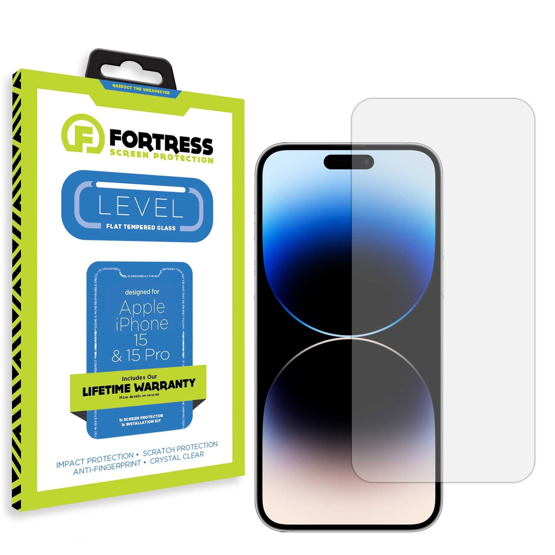 Fortress iPhone 15 Screen Protector $0Coverage Scooch Screen Protector