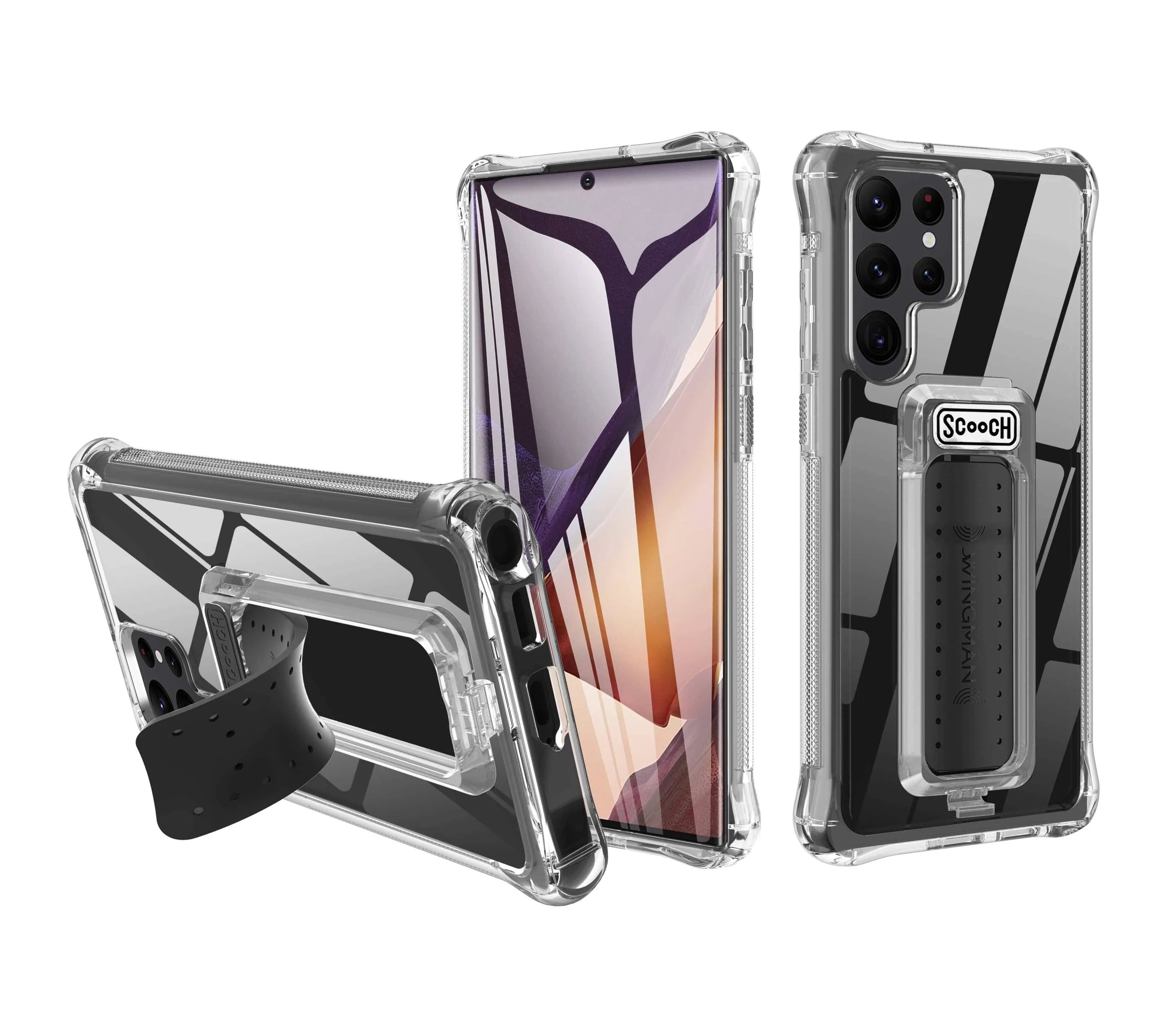 Scooch iPhone 14 Pro Max Case with Kickstand, Phone Grip, and Mount - Wingman Clear